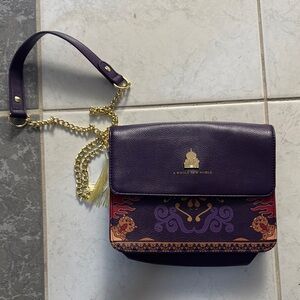 Loungefly Purple and Gold Crossbody Bag with Embellishments